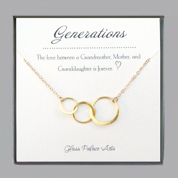 Three Generations Necklace, Grandmother Jewelry, Grandmother Mother Daughter Necklace Gold, Silver, Gift For Grandma, Generations Of Love