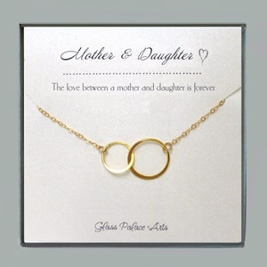 Mother Daughter Eternity Necklace With Interlocking Circles: Sterling Silver, Gold Infinity Jewelry