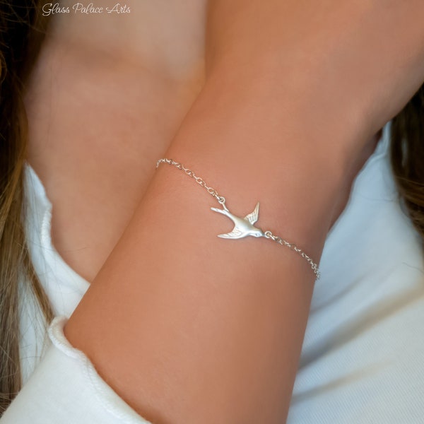 Bird Bracelet For Women, Dainty Dove Bracelet With Flying Bird Charm, Simple Minimalist Jewelry, Inspirational Gift For Her