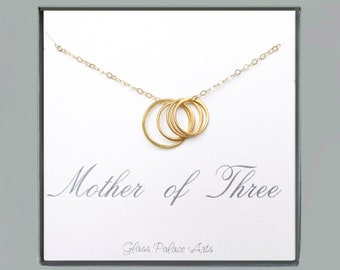 Mother Of Three Necklace, Mom Gift From Daughters, Mom Infinity Necklace, Three Sisters Infinity, 3 Daughters Jewelry, Rose Gold, Silver