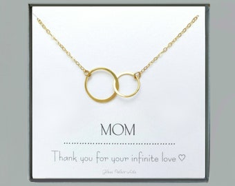 Infinity Mother Daughter Necklace 18K White Gold Gifts for Her Christmas J649
