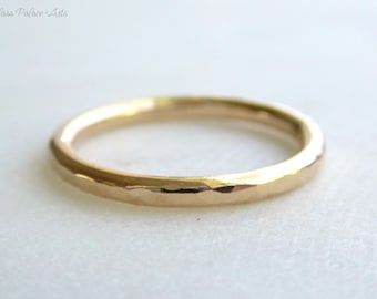 Simple Gold Ring For Women, Large Plain Promise Ring For Women Gift, Affordable Wedding Band, 14k Gold Fill Hammered Minimalist Heavy Band