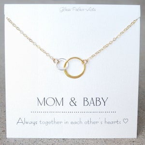 Baby Necklace For Mom, Push Present For Mom Infinity Jewelry, Gold Linked Circle Mother and Child Necklace, Dainty Baby Shower Gift image 6