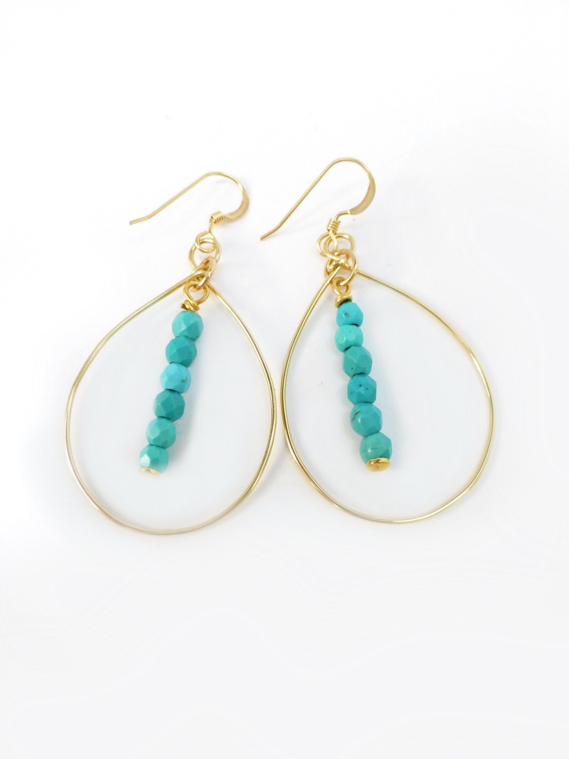 Turquoise Hoop Earrings Turquoise Dangle Earrings Genuine | Etsy