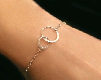 Infinity Bracelet Sterling Silver, Eternity Circle Bracelet Rose Gold, Friendship Dainty Sister Best Friends Jewelry Gift,Bridesmaid Jewelry