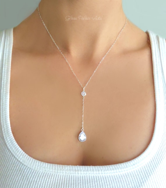 Cubic Zirconia Wedding Necklace Crystal Bridal Necklace Simple