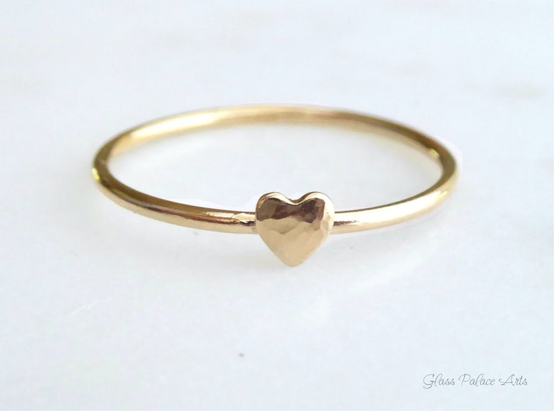 Tiny Heart Ring for Women Gold Fill 14k Dainty Minimalist - Etsy