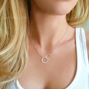 Infinity Necklace Rose Gold, Interlocking Circle Necklace For Women, Simple Mother Daughter Double Circle Pendant, Bridesmaid Jewelry Gifts image 7