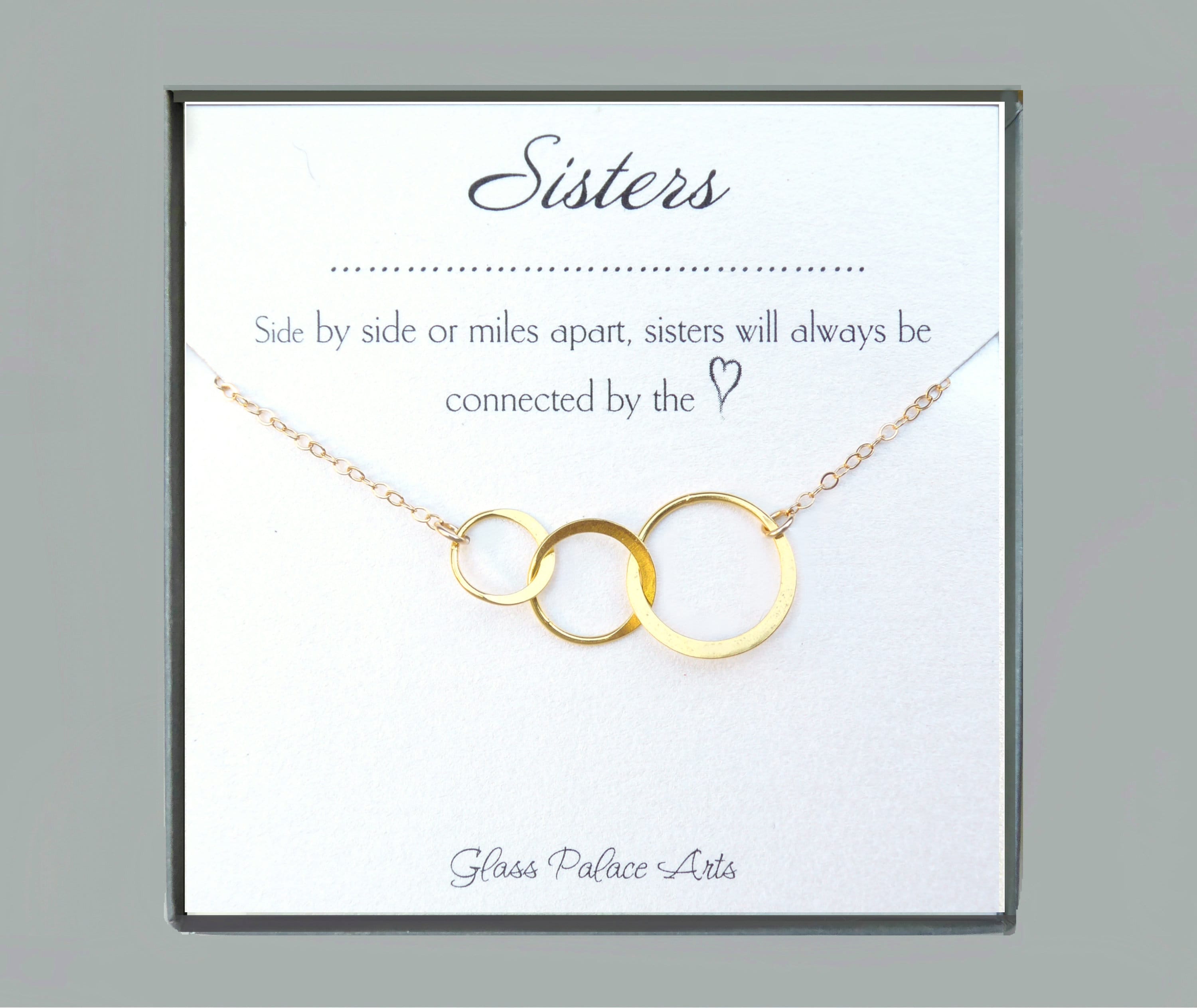 Three Sister Bracelet Sister Bracelets For 3 Three Circle Jewelry Mom of Three Girls Gift 3 Daughters Gift Gold Rose Gold or Sterling