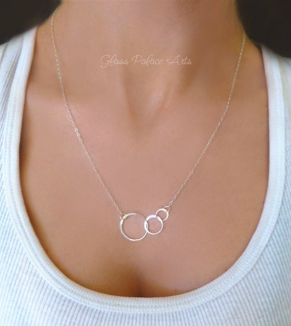 Sterling Silver Linked Interlinking Circle Pendant Necklace, Adjustable  Length, Infinity Double Circle Necklace, Sisters, Friendship - Etsy