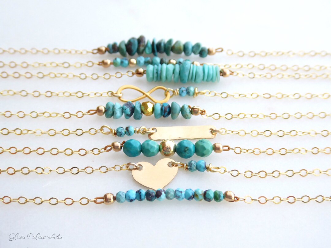 Turquoise Necklace Gold, Real Turquoise Necklace for Women, Layering