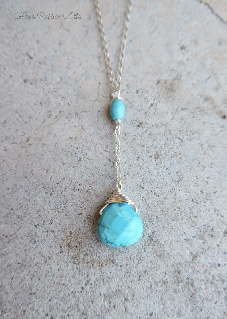 Long Turquoise Necklace for Women Gold Beaded Y Necklace - Etsy