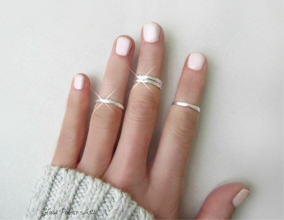 Set of 2 Sterling Silver Dainty Stacking  Thumb Ring
