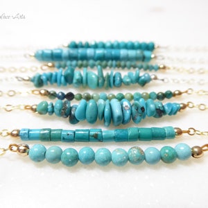 Dainty Turquoise Necklace Silver, Real Turquoise Bar Necklace Gold, Simple Beaded Jewelry For Women Sterling Silver, Boho Chic Minimalist