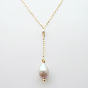 Freshwater Pearl Necklace for Women, Dainty Teardrop Pearl Y Necklace ...