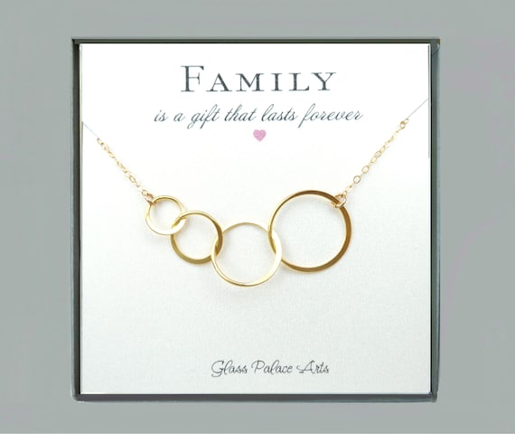 Four Circle Infinity Necklace On Family Message Card Sterling Silver / 21 Inches