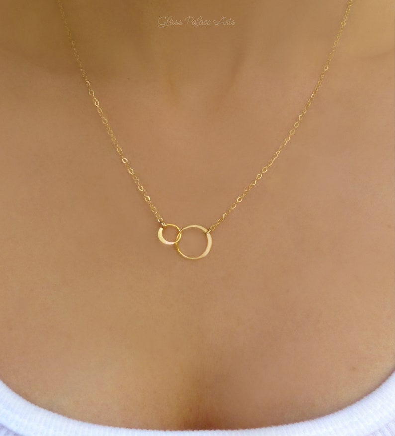 Sterling Silver Infinity Necklace, Best Friend Necklace, Mother Daughter Eternity Circle Jewelry, Dainty Tiny Jr Bridesmaid Gift For Women Gold