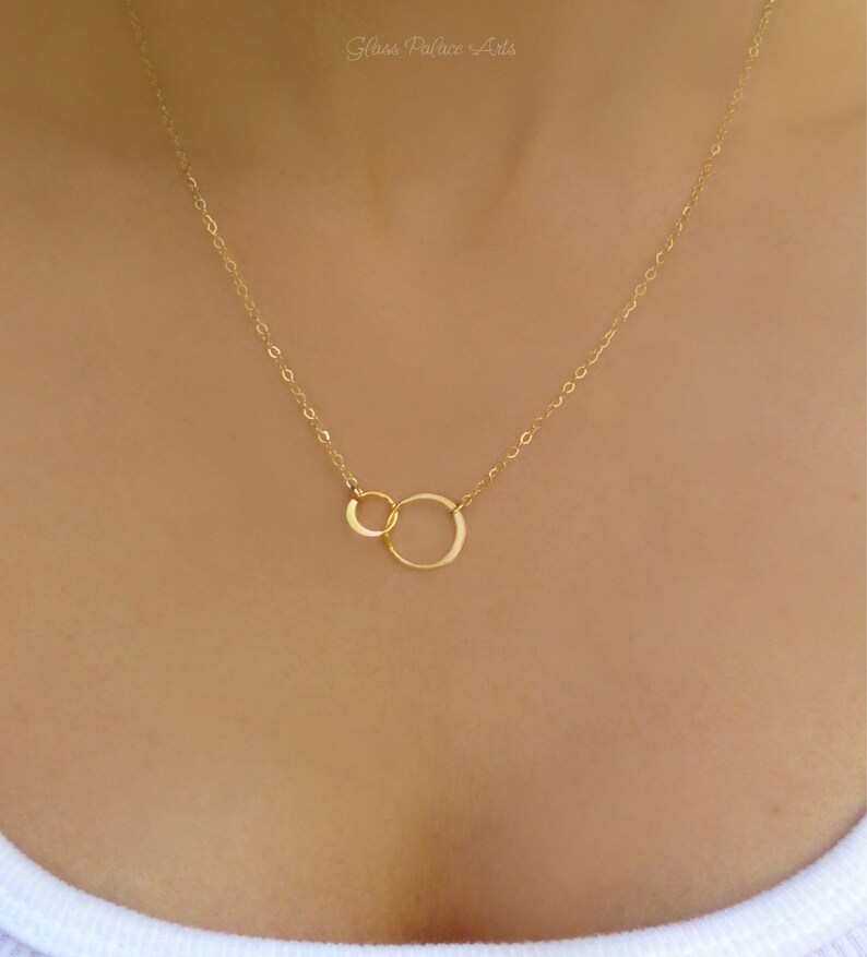 Rose Gold Infinity Necklace Interlocking Circle Rose Gold Etsy