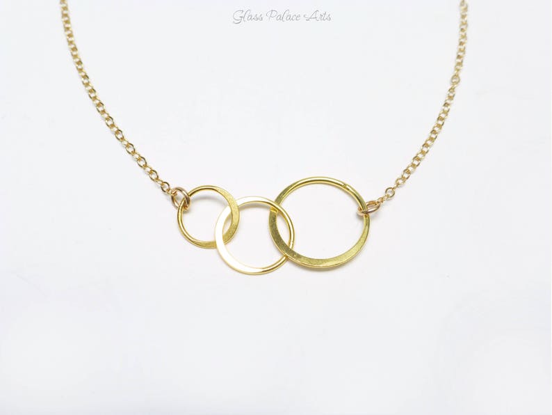 Three Circle Necklace Rose Gold Interlocking Circle Infinity Etsy