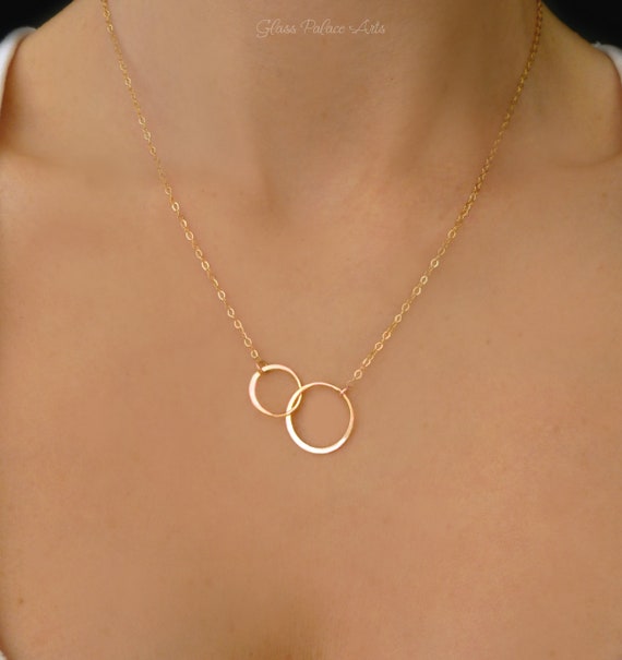 Mom Two Circle Necklace Gift for Mom 