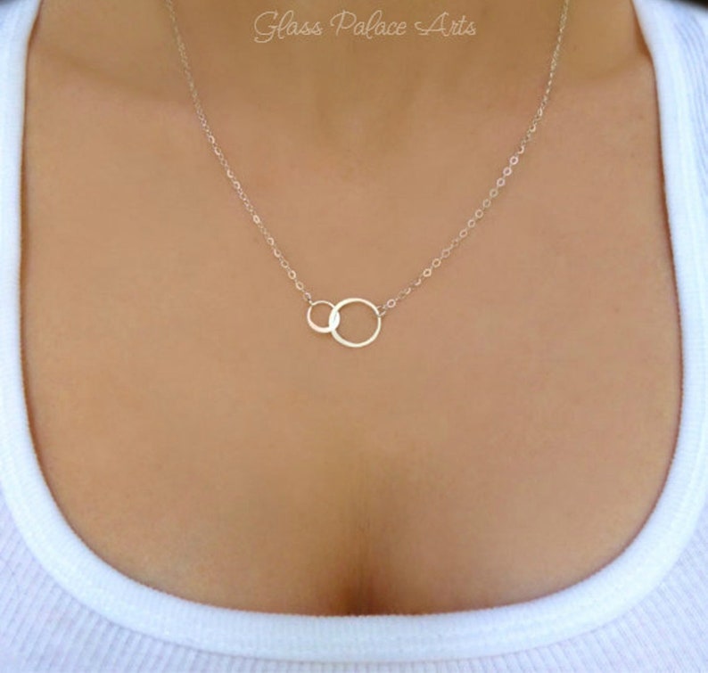 Sterling Silver Infinity Necklace, Best Friend Necklace, Mother Daughter Eternity Circle Jewelry, Dainty Tiny Jr Bridesmaid Gift For Women image 1