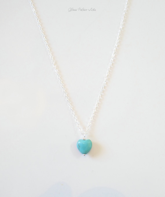 Tiny Turquoise Heart Necklace Small 