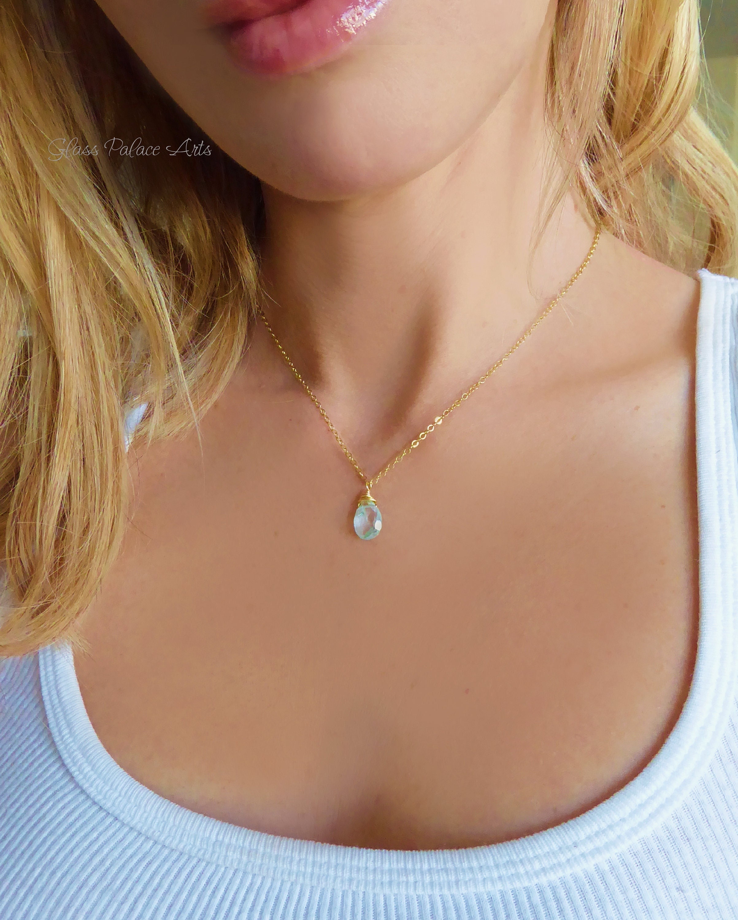 Etsy store aquamarine necklace