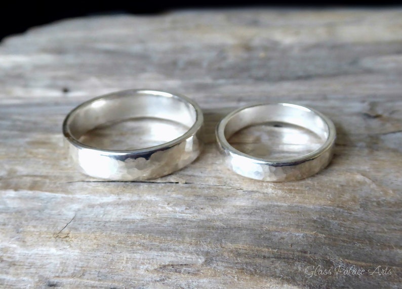 Wedding Bands His And Hers Sterling Silver Matching Wedding Etsy