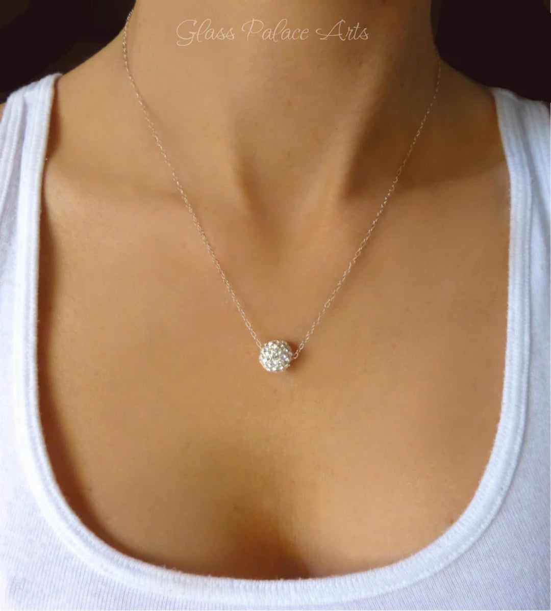 ★SENTIMENTS★ NO.569 [SILVER] CRYSTAL BALL NECKLACE Sterling Silver Wrapped Crystal Ball Pendant
