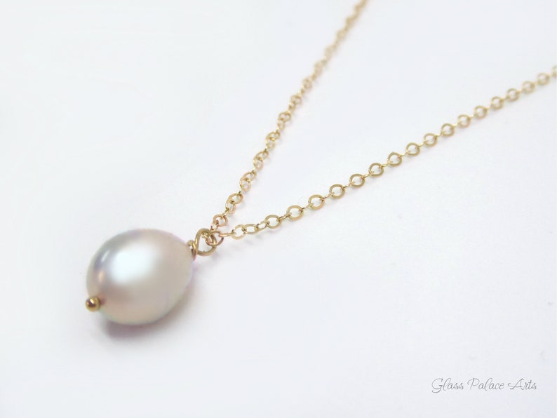 Pearl Teardrop Necklace Rose Gold, Single Pearl Necklace Pendant, Simple Freshwater Pearl Bridal Necklace, Bridesmaid Jewelry Gift Gold