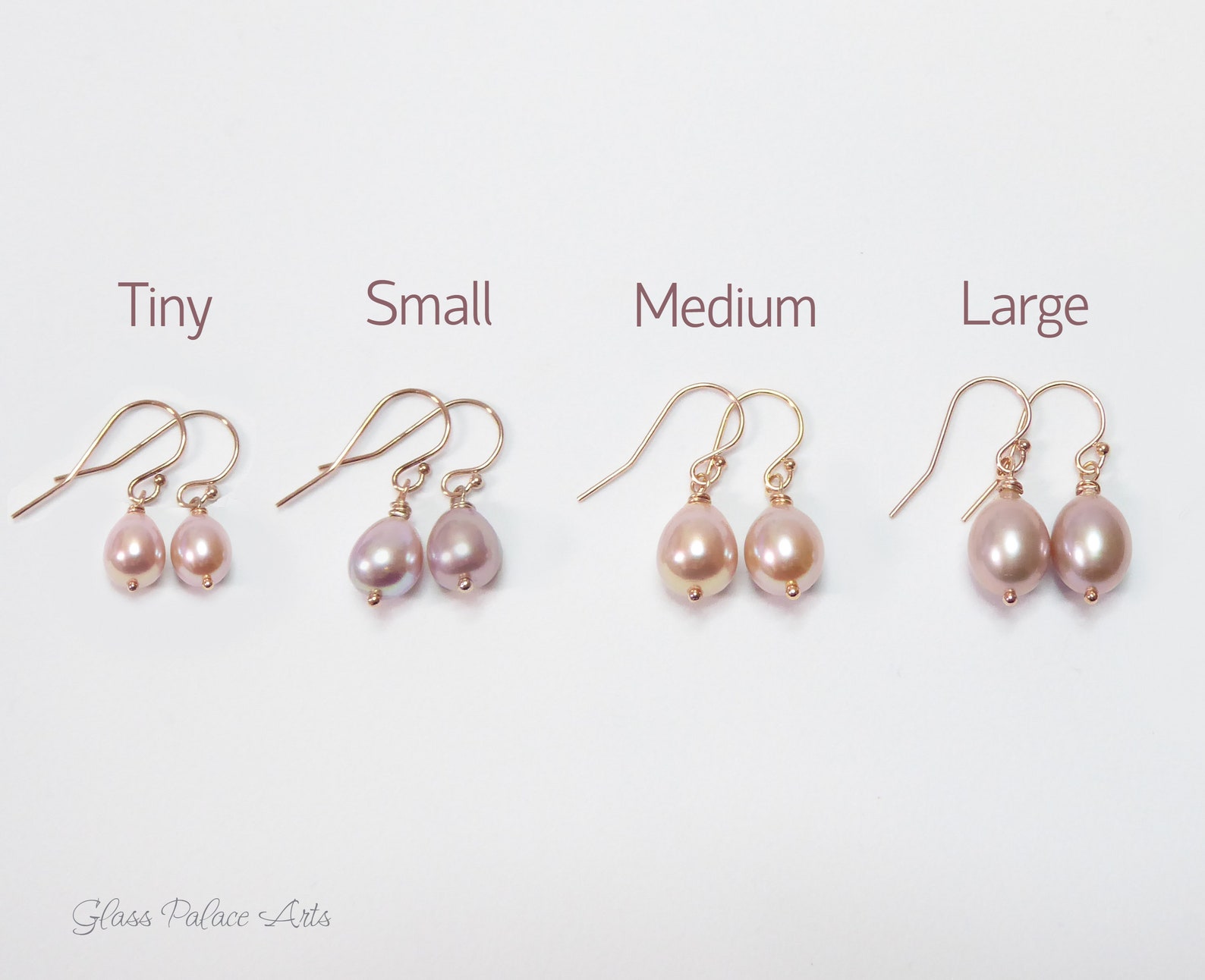 Rose Gold Pink Pearl Earrings Freshwater Dangle Champagne - Etsy