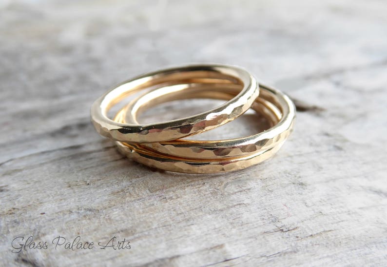 Simple Gold Ring For Women, Thick Plain Promise Ring For Women Gift, Affordable Wedding Band, 2mm 14k Gold Hammered Minimalist Heavy Band