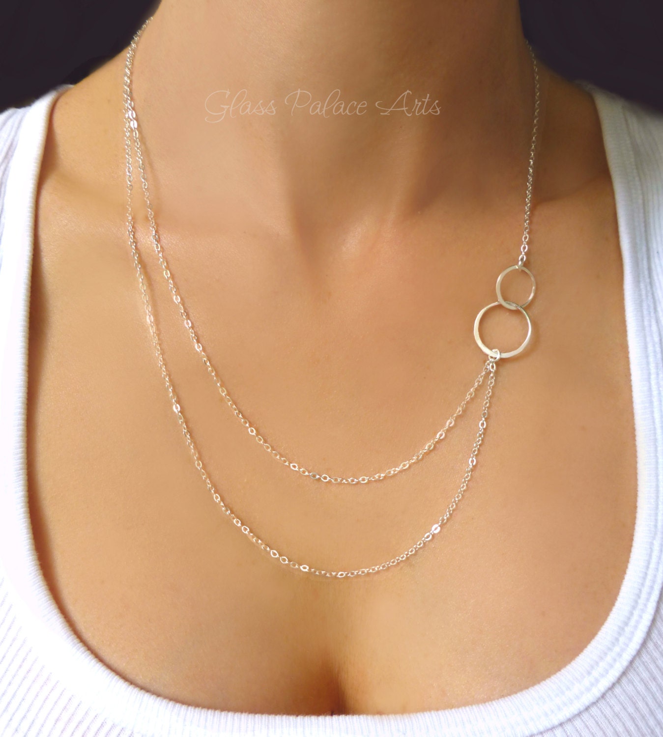 Layered and Long Necklace for Women Asymmetric Double Layer - Etsy