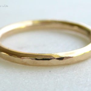 Simple Gold Ring For Women, Thick Plain Promise Ring For Women Gift, Affordable Wedding Band, 2mm 14k Gold Hammered Minimalist Heavy Band