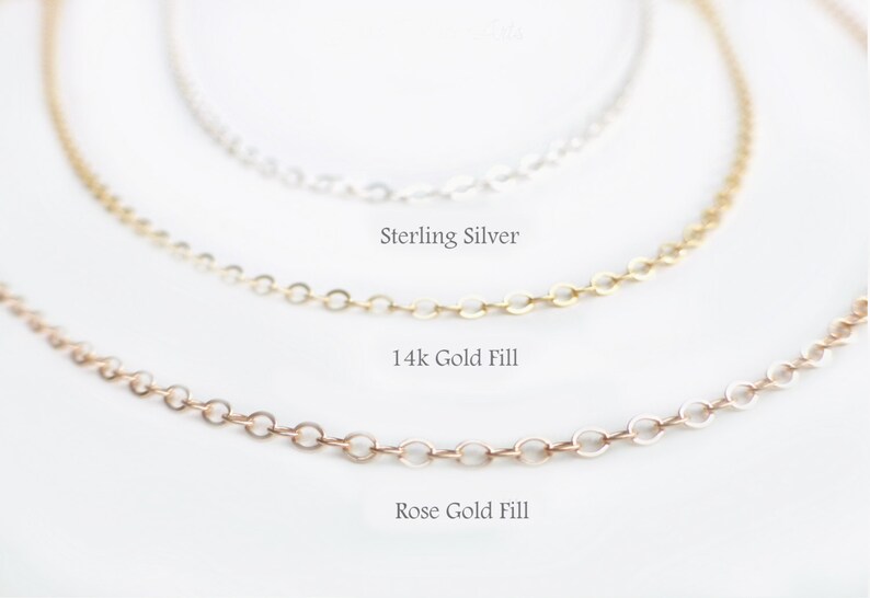 Rose Gold Chain Necklace Dainty Plain Thin Chain Sterling Etsy
