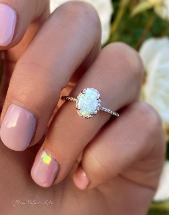 Sterling silver white opal ring discount