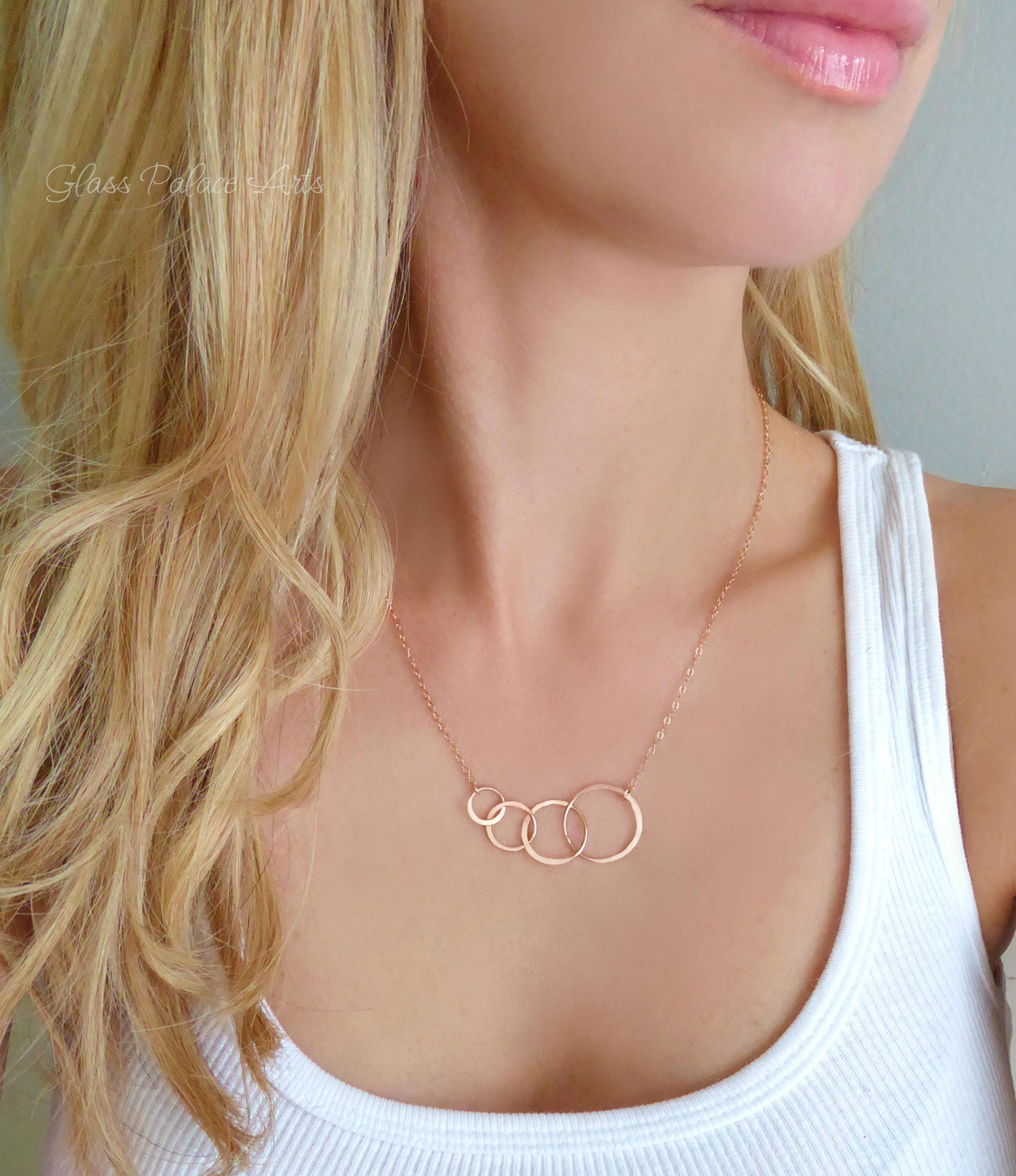 Stone necklace, Intertwined circles, White, Rose gold-tone plated |  Swarovski