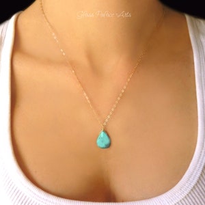 Long Turquoise Necklace for Women Gold 