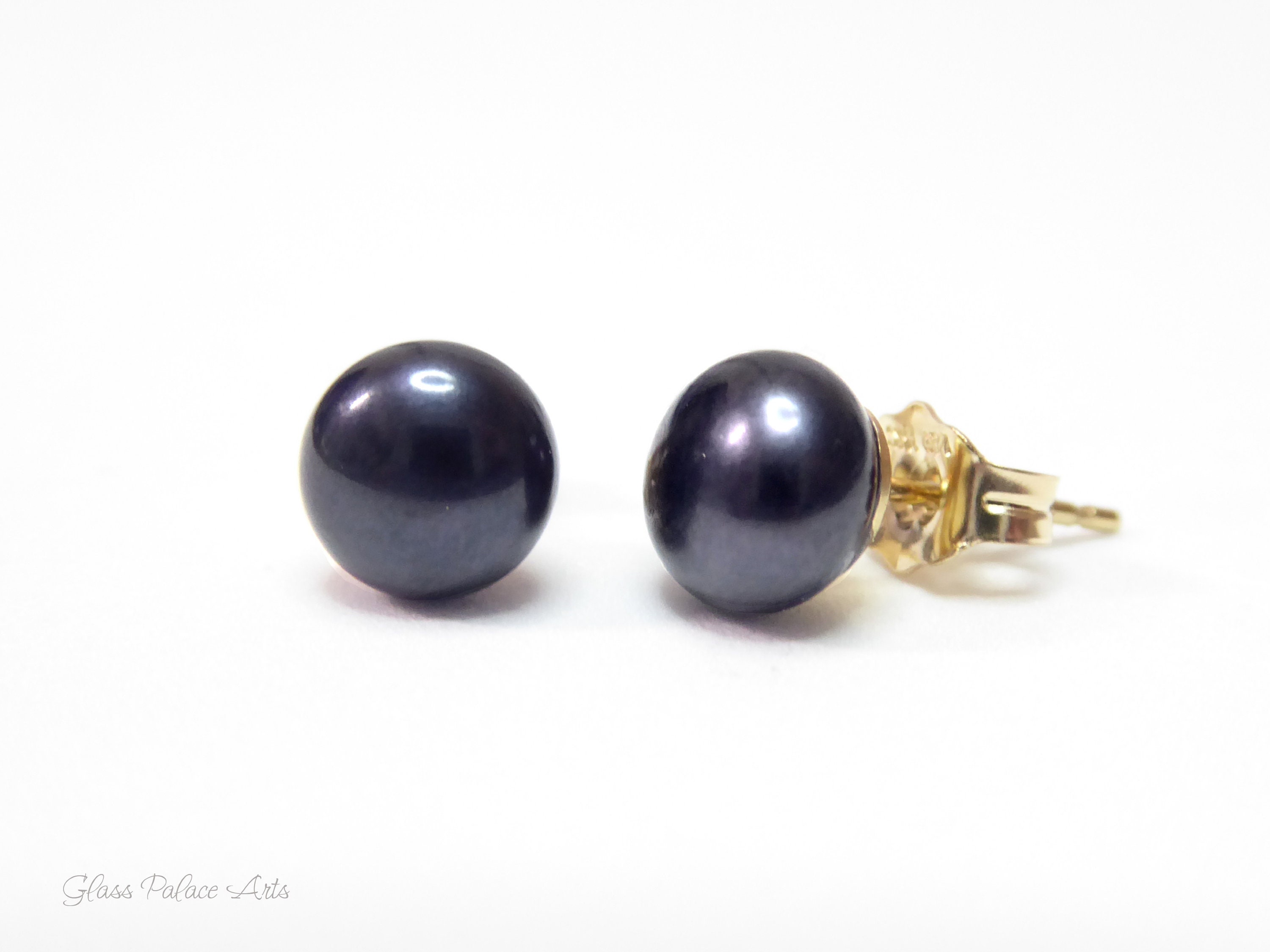 Freshwater black pearl earrings clearance