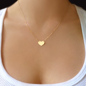 Small Heart Necklace Gold, Personalized Heart Necklace Rose Gold, Custom Letter Jewelry With Initials, Best Friend Gift For Her