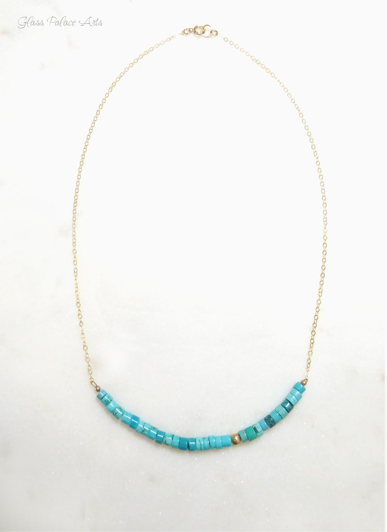 Beaded Turquoise Necklace for Women Heishi Layering Genuine - Etsy