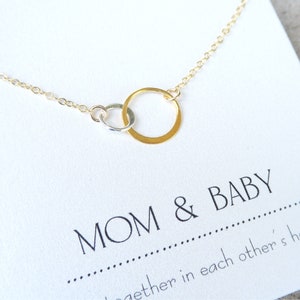 Baby Necklace For Mom, Push Present For Mom Infinity Jewelry, Gold Linked Circle Mother and Child Necklace, Dainty Baby Shower Gift image 7