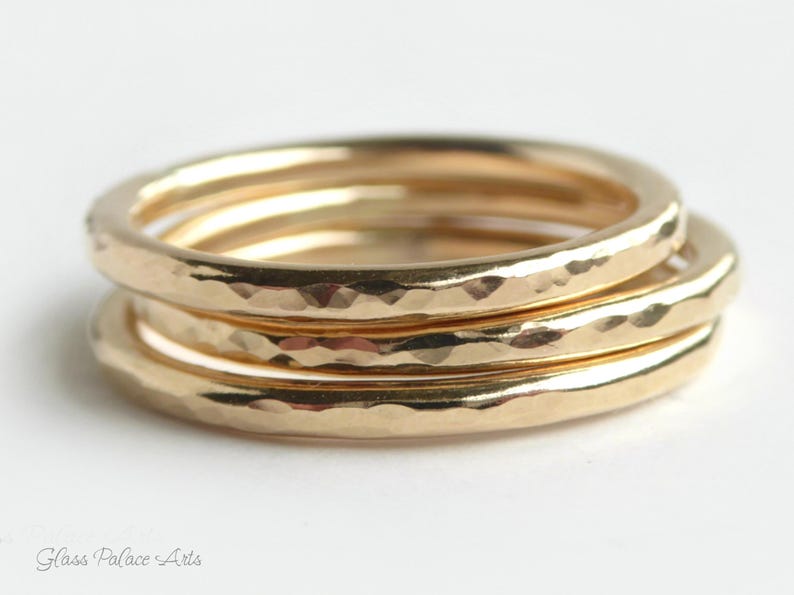 Simple Gold Ring For Women, Thick Plain Promise Ring For Women Gift, Affordable Wedding Band, 2mm 14k Gold Hammered Minimalist Heavy Band