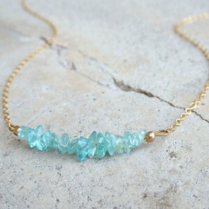 Raw Gemstone Necklace for Women, Beaded Gemstone Bar Birthstone Necklace Rose Gold, Sterling Silver, Opal, Amethyst, Rose Quartz, Tanzanite