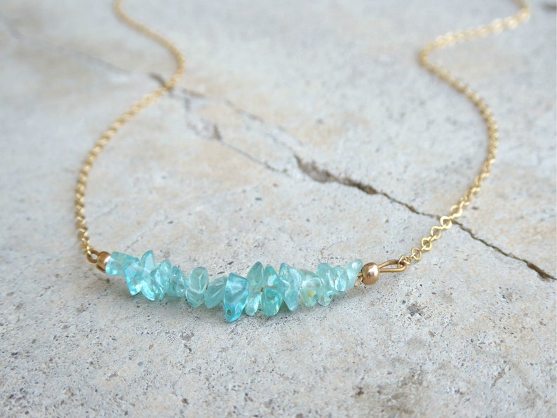 Raw Gemstone Necklace for Women, Beaded Gemstone Bar Birthstone Necklace Rose Gold, Sterling Silver, Opal, Amethyst, Rose Quartz, Tanzanite