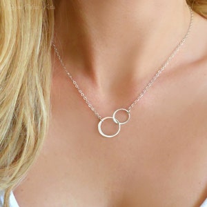 Infinity Necklace Rose Gold, Interlocking Circle Necklace For Women, Simple Mother Daughter Double Circle Pendant, Bridesmaid Jewelry Gifts image 5