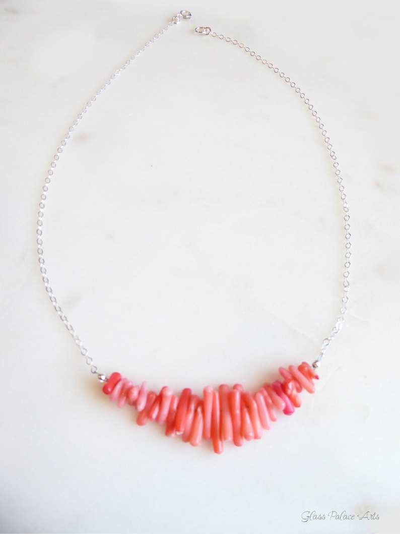 Pink Coral Necklace For Women Natural Genuine Coral Branch Etsy