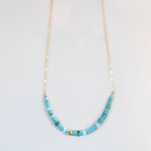Beaded Turquoise Necklace for Women, Heishi Layering Genuine Turquoise ...