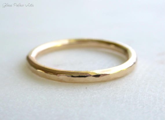 Hammered 14k Gold Filled Ring: Heavy 2mm Ring Band Promise Ring