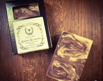 SWEET ALCHEMY handmade Cold Process Soap- honey almond scent, oatmeal soap, best selling soap, exfoliating soap, handcrafted vegan soap